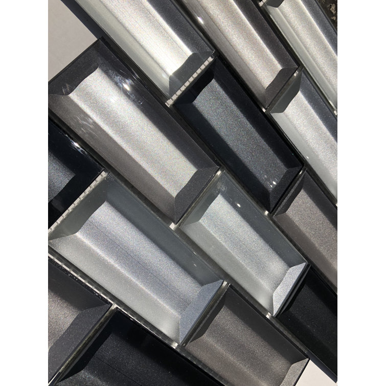 Mosaics4you Azurra 0.3" x 3" Beveled Glass Brick Joint Mosaic Wall Tile